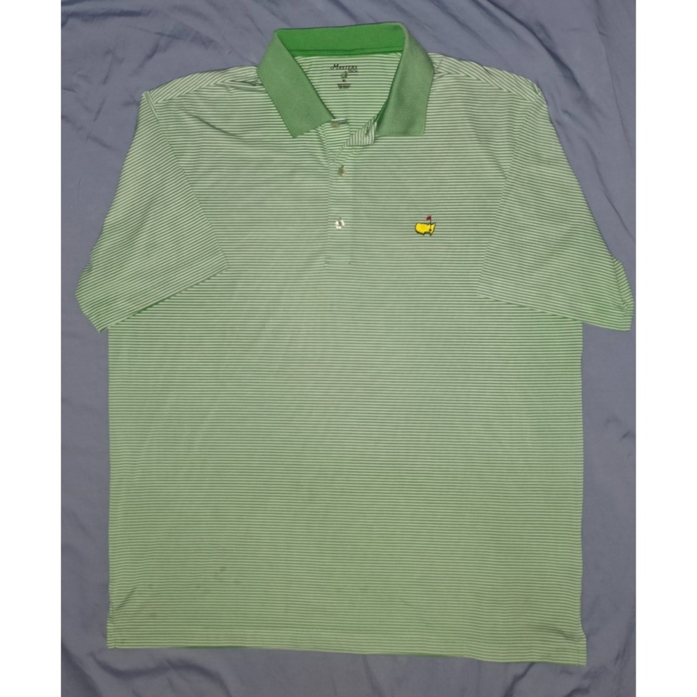 Masters Tech Polo Shirt Mens XL Green Striped Augusta National Golf Club Georgia